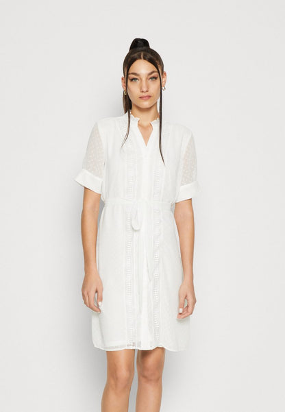 Vila VIDOBBY V NECK DRESS - Blusenkleid - Snow White