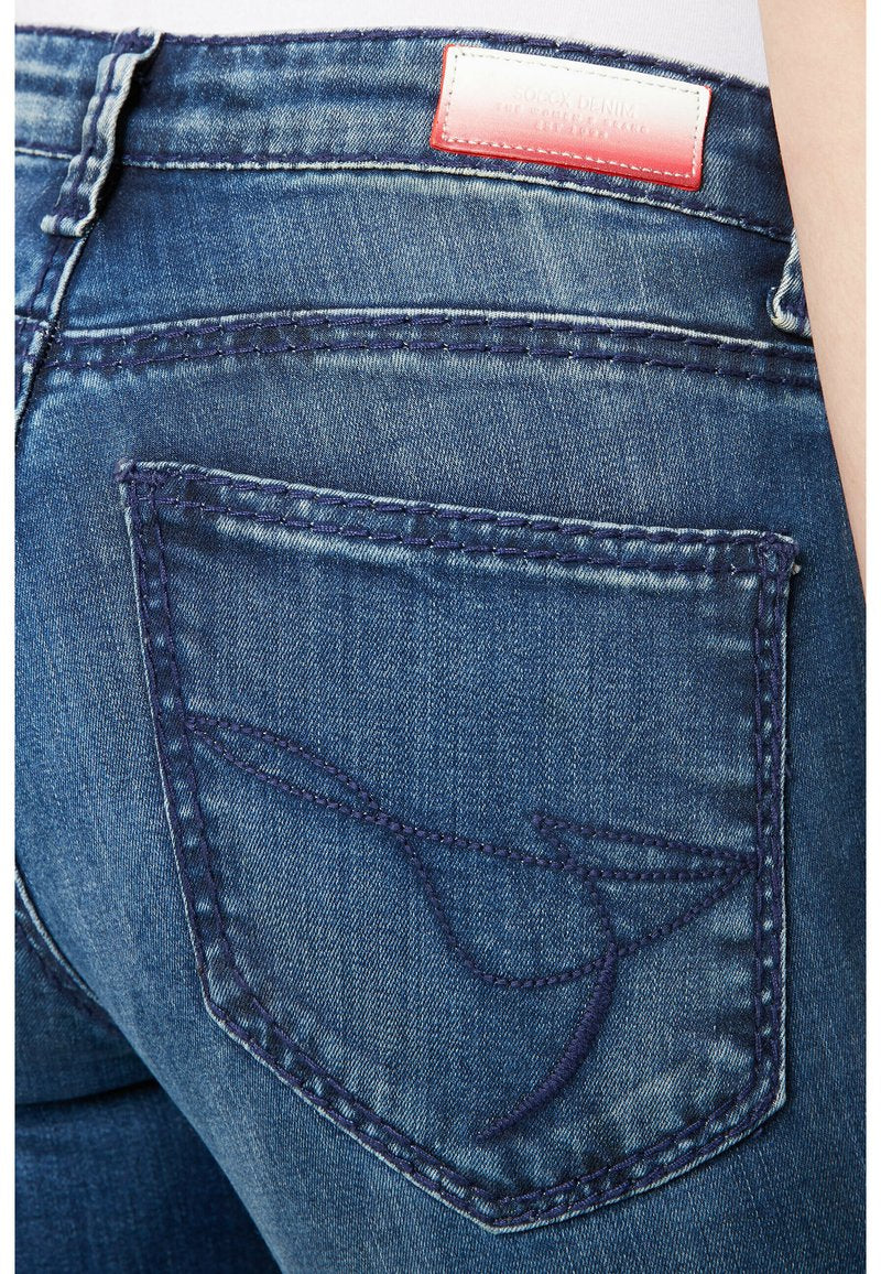 Soccx BLEACHING-EFFEKTEN - Jeans Skinny Fit - Ocean Blue Used