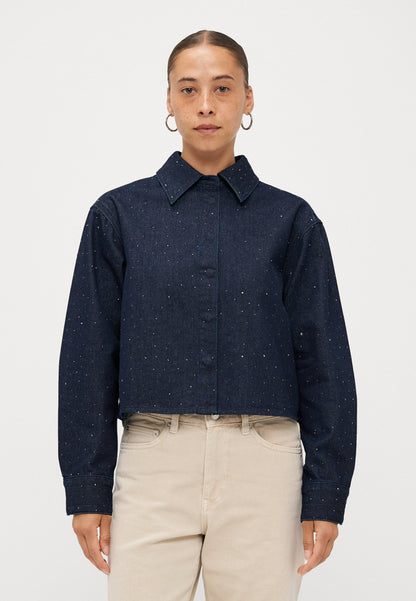 ONLY Petite ONLMAGGIEMAY SHIRT - Button-down Blouse - Dark Blue Denim