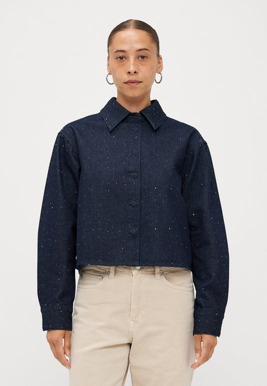 ONLY Petite ONLMAGGIEMAY SHIRT - Button-down Blouse - Dark Blue Denim