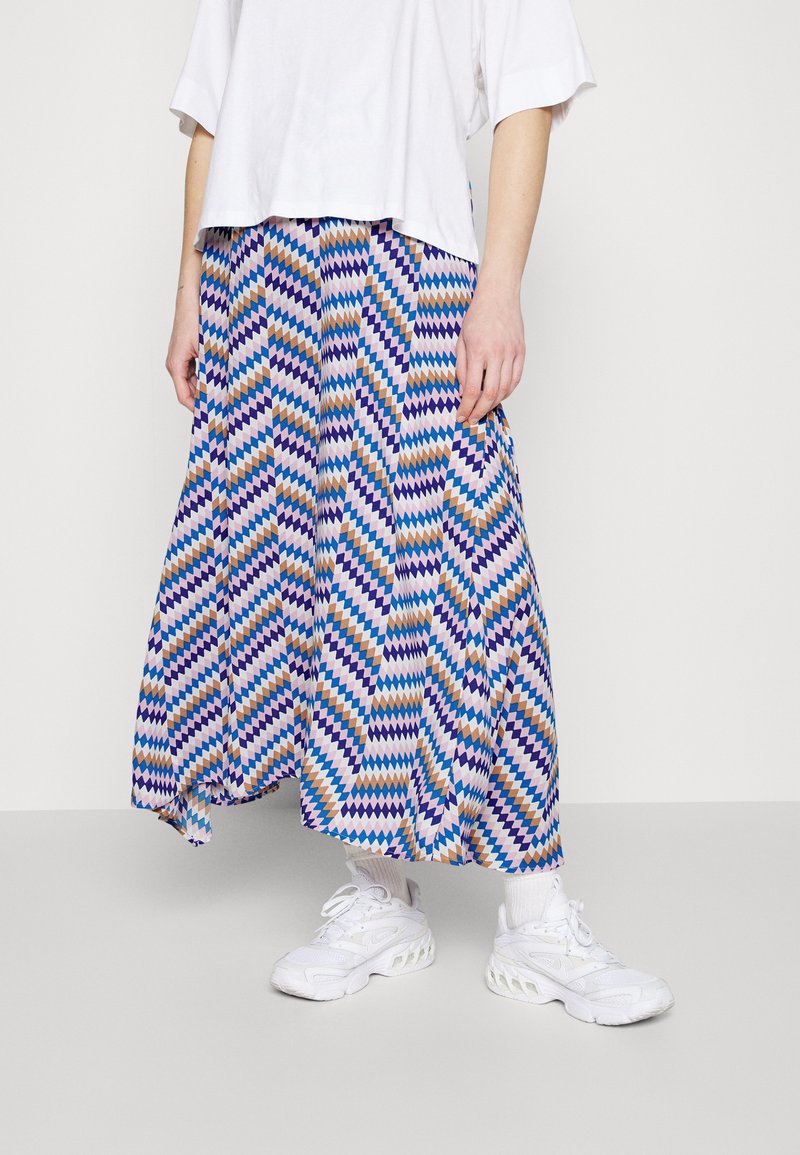 ONLY MATERNITY OLMSTELLA LIFE MIDI SKIRT - Maxirock - Bluing Sea Zig Zag