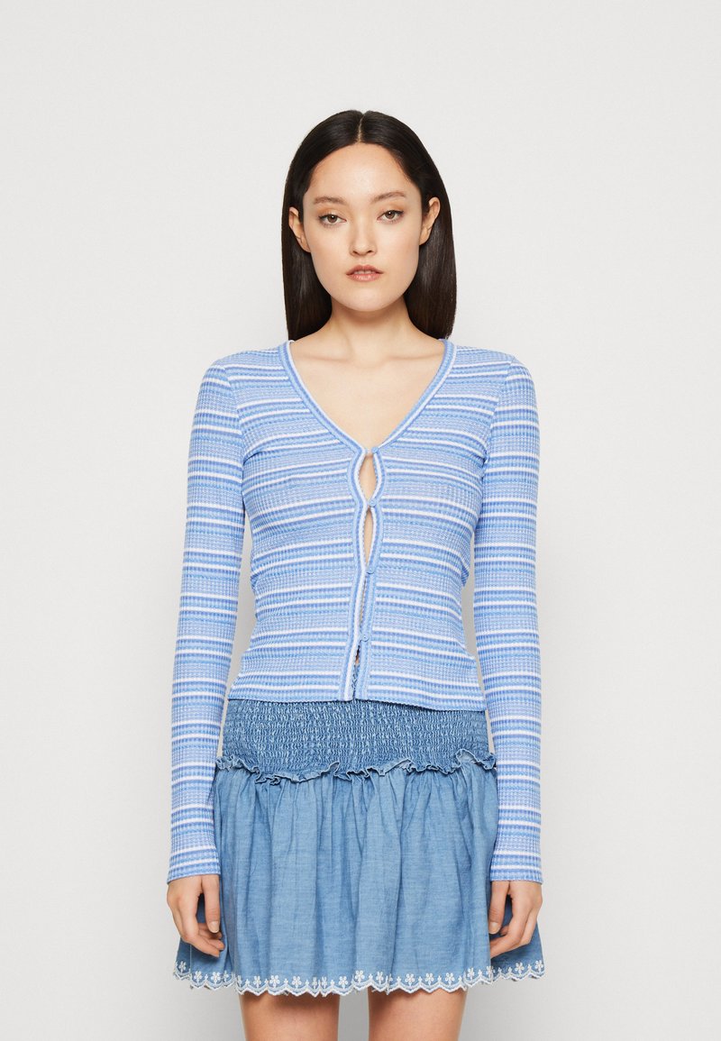 WEEKDAY ANAIS CARDIGAN - Strickjacke - Blue Stripe