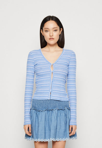 WEEKDAY ANAIS CARDIGAN - Strickjacke - Blue Stripe