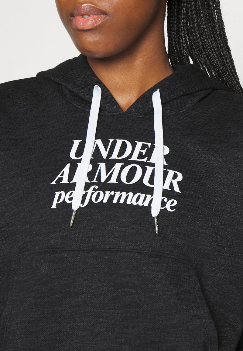 Under Armour ESSENTIAL SCRIPT HOODIE - Sweatshirt - Black/jet Gray/white
