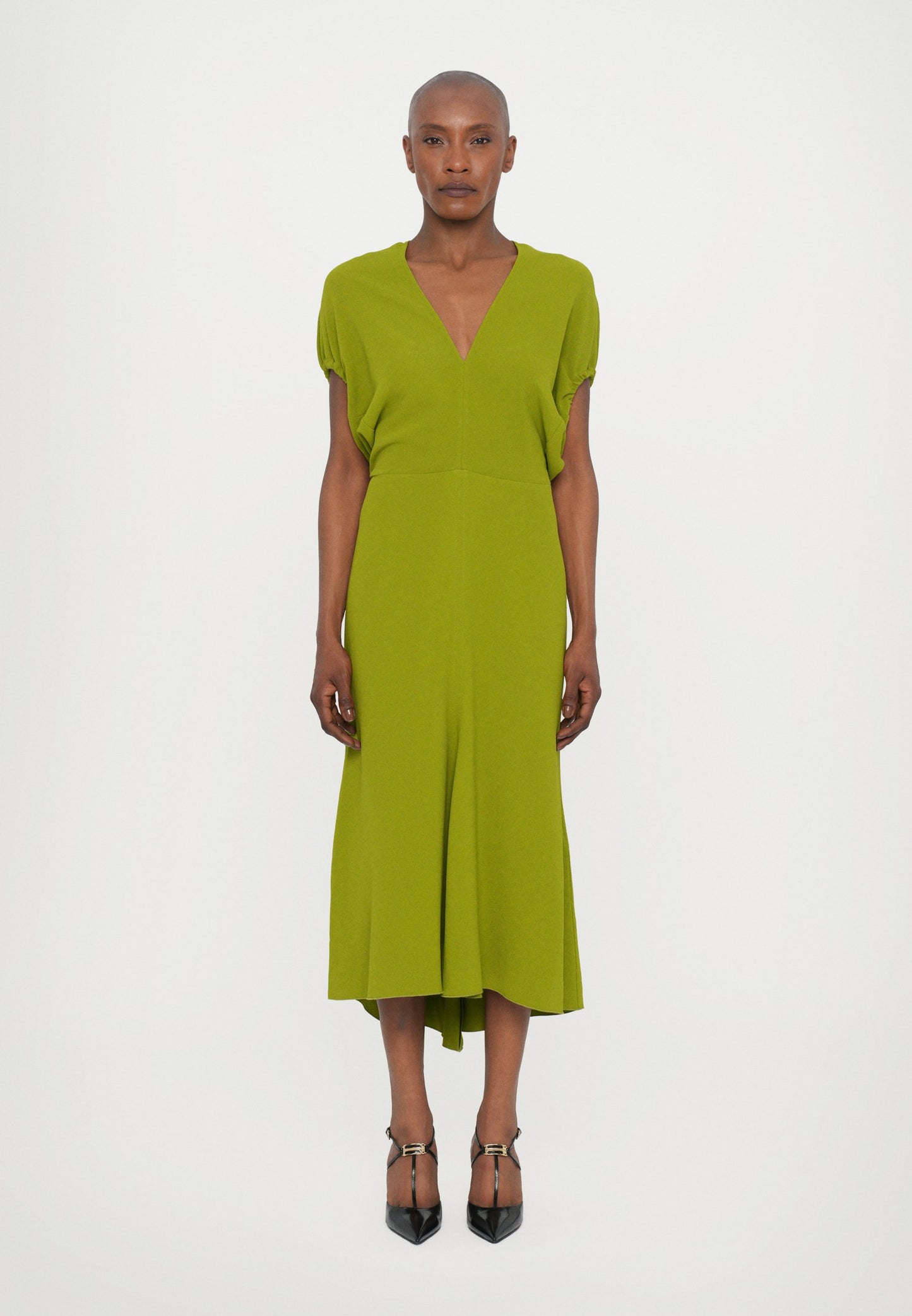 Victoria Beckham BLOUSON DETAIL MIDI DRESS - Jersey Dress - Green
