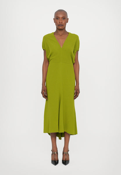 Victoria Beckham BLOUSON DETAIL MIDI DRESS - Jersey Dress - Green