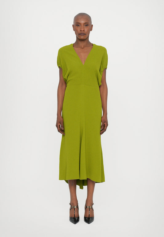 Victoria Beckham BLOUSON DETAIL MIDI DRESS - Jersey Dress - Green