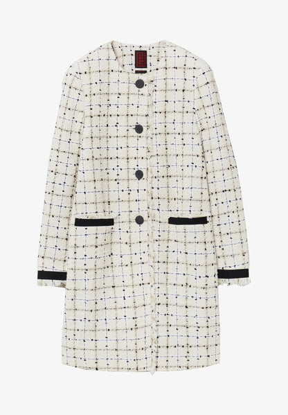 Stefanel TWEED WITH CHECK DESIGN - Kurzmantel - Black/beige
