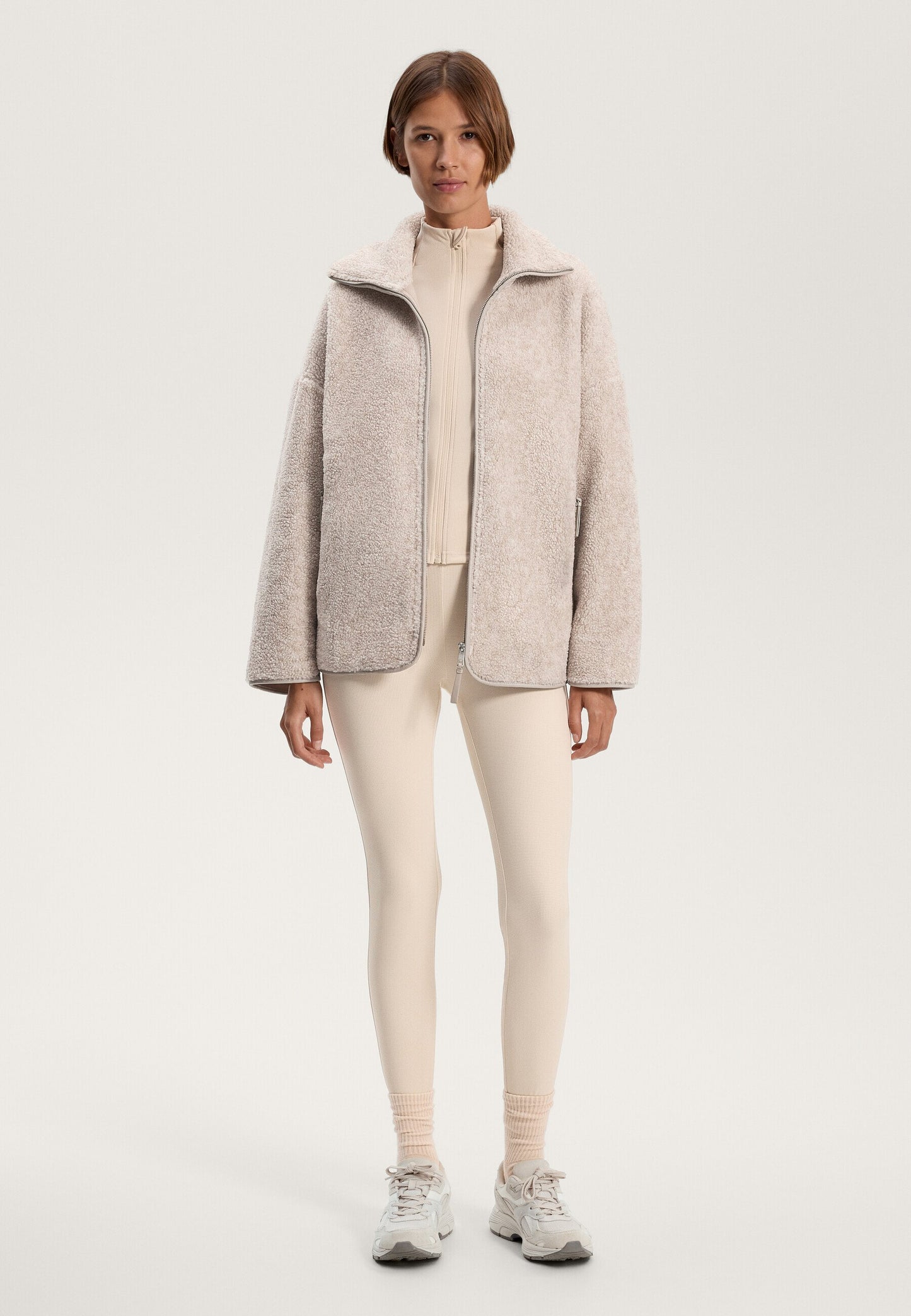 Oysho FAUX-SHEARLING OVERSIZE - Fleece Jacket - Light Grey