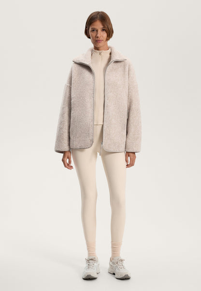 Oysho FAUX-SHEARLING OVERSIZE - Fleece Jacket - Light Grey