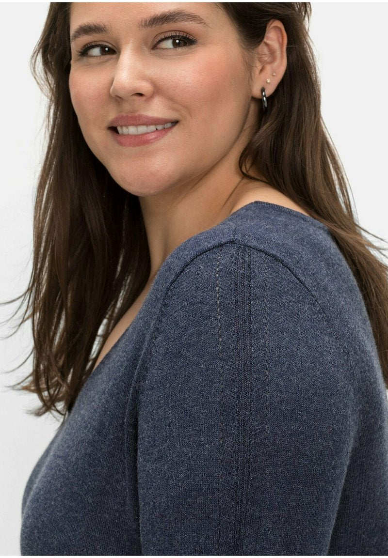 Sheego Strickpullover - Indigo Meliert