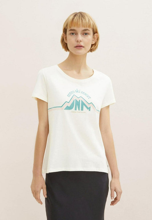 TOM TAILOR Denim MIT MOTIVPRINT  - T-Shirt Print - Gardenia White