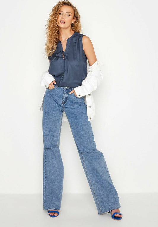  TIE DETAIL SLEEVELESS - Bluse - Blue
