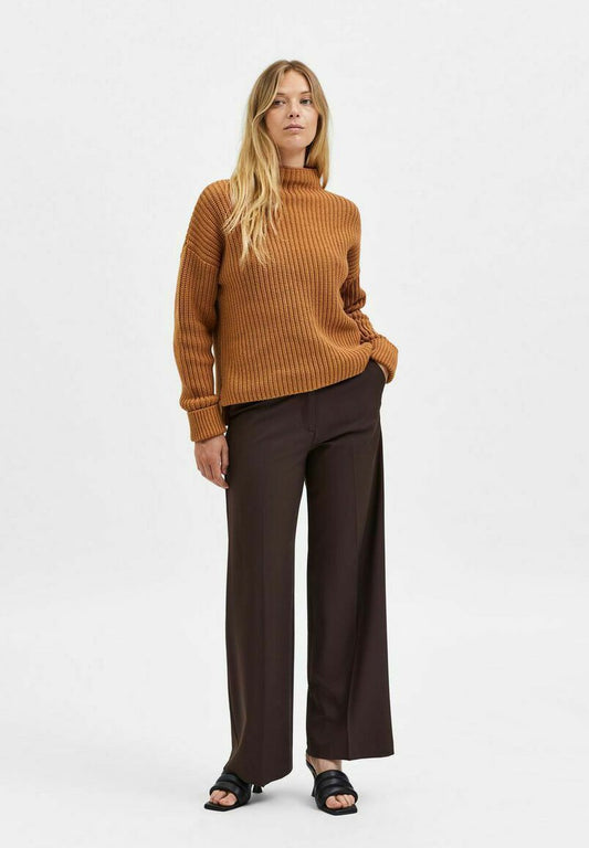 Selected Femme LANGARM SLFSELM - Strickpullover - Braun