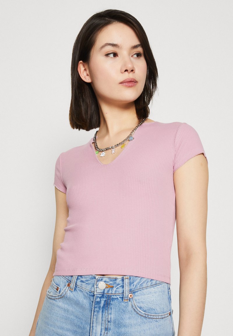 BDG Urban Outfitters NOLA NOTCH NECK - T-Shirt Basic - Pink