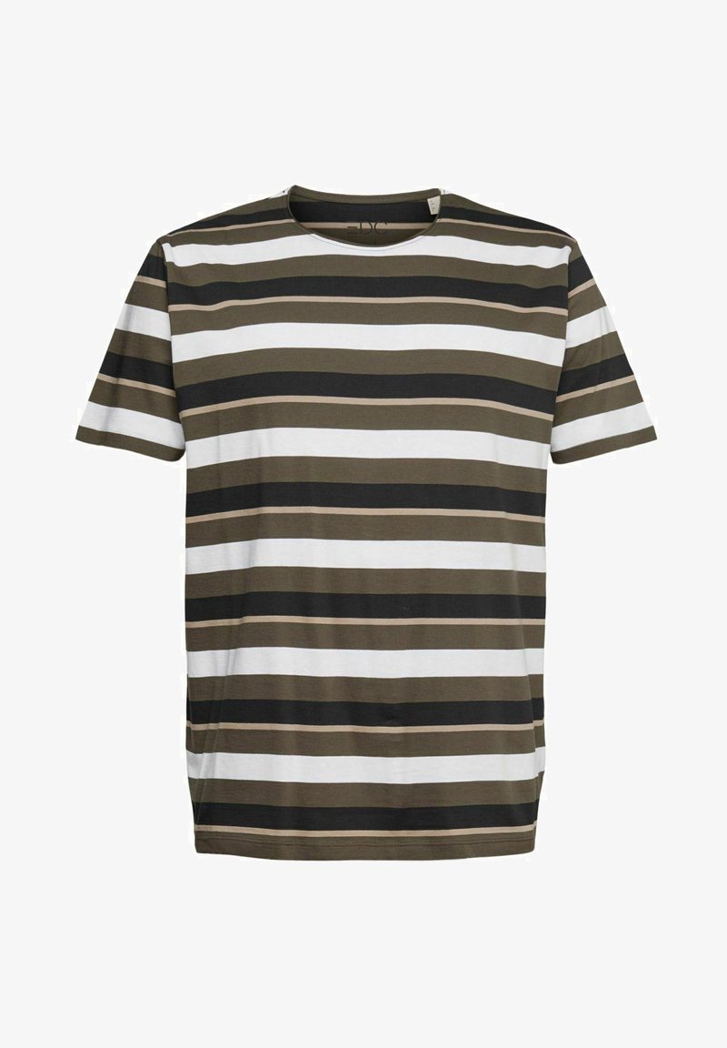 Edc By Esprit MIT STREIFENMUSTER - T-Shirt Print - Dark Khaki