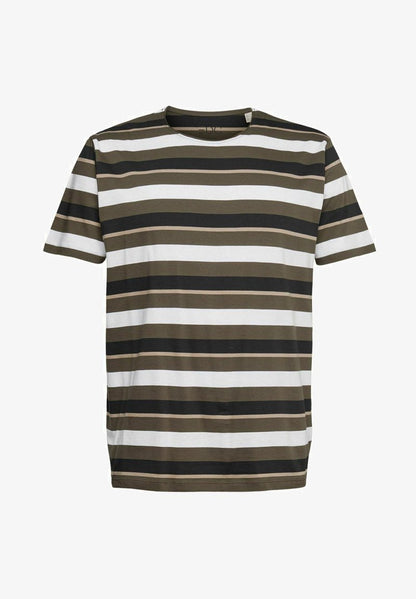 Edc By Esprit MIT STREIFENMUSTER - T-Shirt Print - Dark Khaki