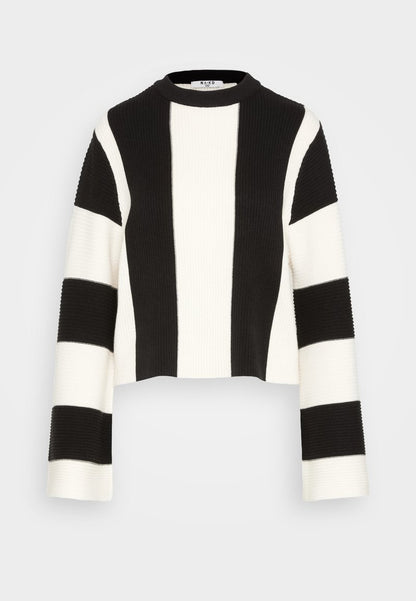 NA-KD STRIPED DETAIL - Strickpullover - Black/off White