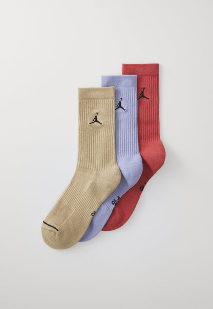 Jordan EVERYDAY CUSH CREW 3 PACK UNISEX - Sports Socks - Medium Khaki/iron Grey/starfish/white
