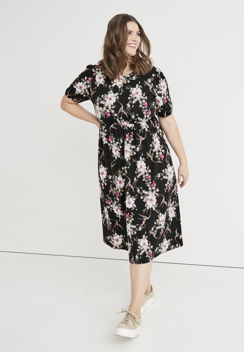  PATTERNED IN SUPPLE - Jerseykleid - Floral Black
