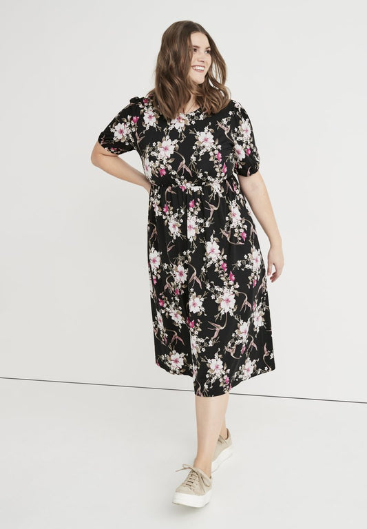  PATTERNED IN SUPPLE - Jerseykleid - Floral Black