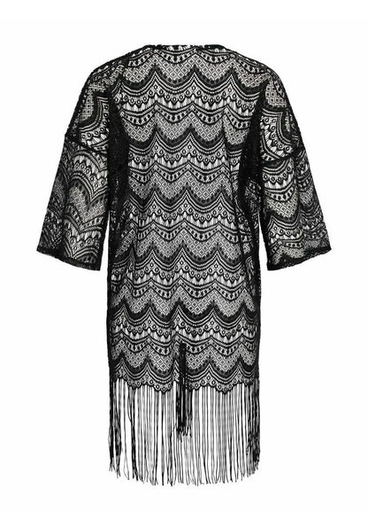 Vila VINOLA FRINGLE KIMONO - Leichte Jacke - Black