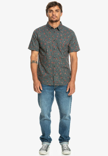 Quiksilver MELLOW FUZZ -KURZÄRMLIGES - Hemd - Dark Slate Mellow Fuzz