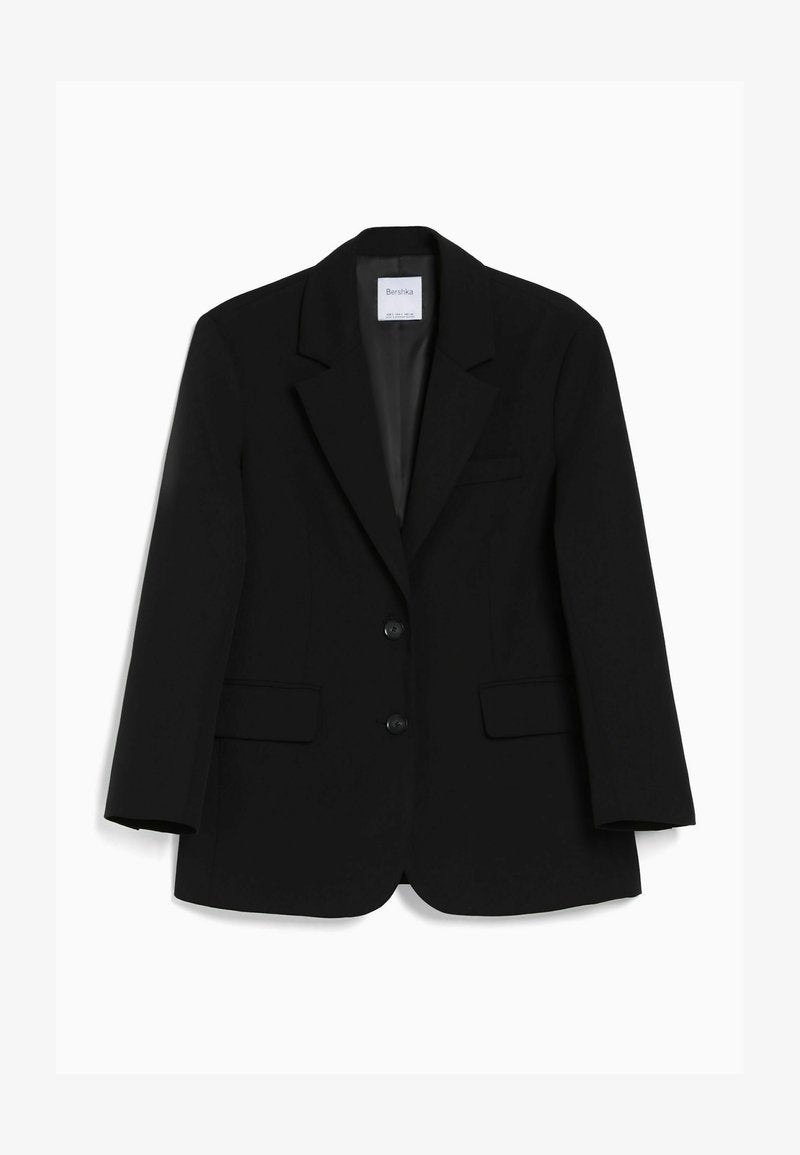 BERSHKA TAILORED CUT - Kurzmantel - Black