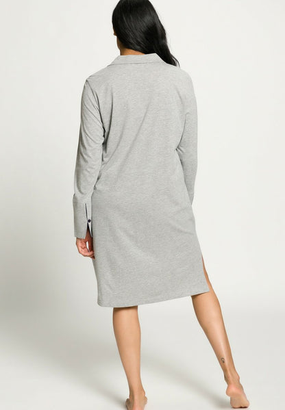 Ulla Popken Nachthemd - Hellgrau Mélange