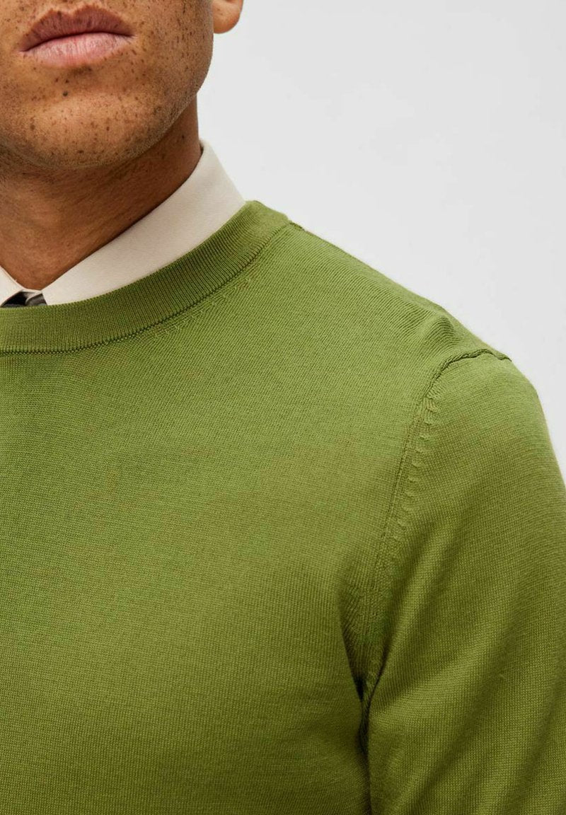 Selected Homme SLHTOWN MAX CREW NECK B NOOS - Strickpullover - Olive Branch