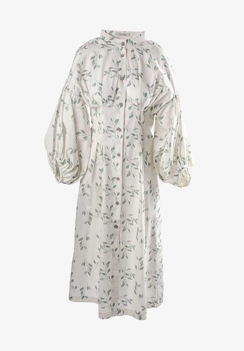  MIT BALLONÄRMELN - Freizeitkleid - Beige & Leaves