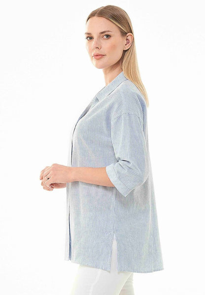  STRIPED 3/4 SLEEVE - Hemdbluse - Blue White Striped