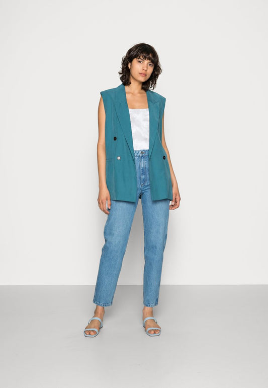 Gestuz DENA MOM JEANS - Jeans Straight Leg - Washed Mid Blue