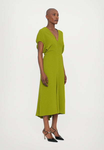 Victoria Beckham BLOUSON DETAIL MIDI DRESS - Jersey Dress - Green