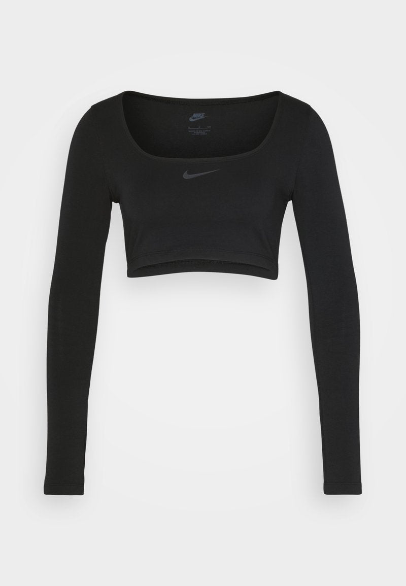 Nike Sportswear CROP - Langarmshirt - Black/(dark Smoke Grey)