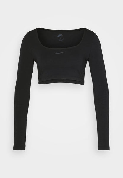 Nike Sportswear CROP - Langarmshirt - Black/(dark Smoke Grey)