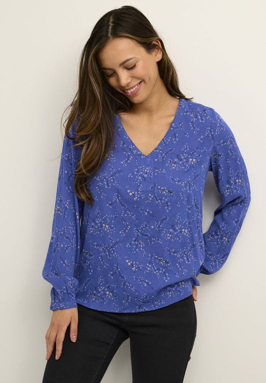 Kaffe KARIKKA AMBER - Bluse - Mazarine Blue Infinity Print
