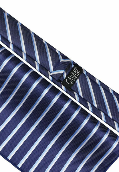  SET - Einstecktuch - Stahlblau Royalblau Himmelblau Weiss Gestreift