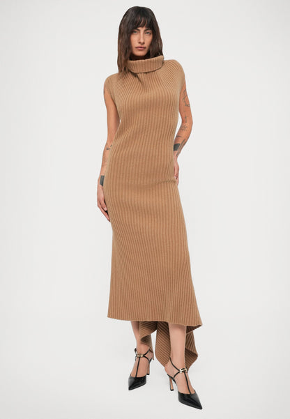Victoria Beckham DRAPED SLEEVELESS DRESS - Jumper Dress - Dark Caramel