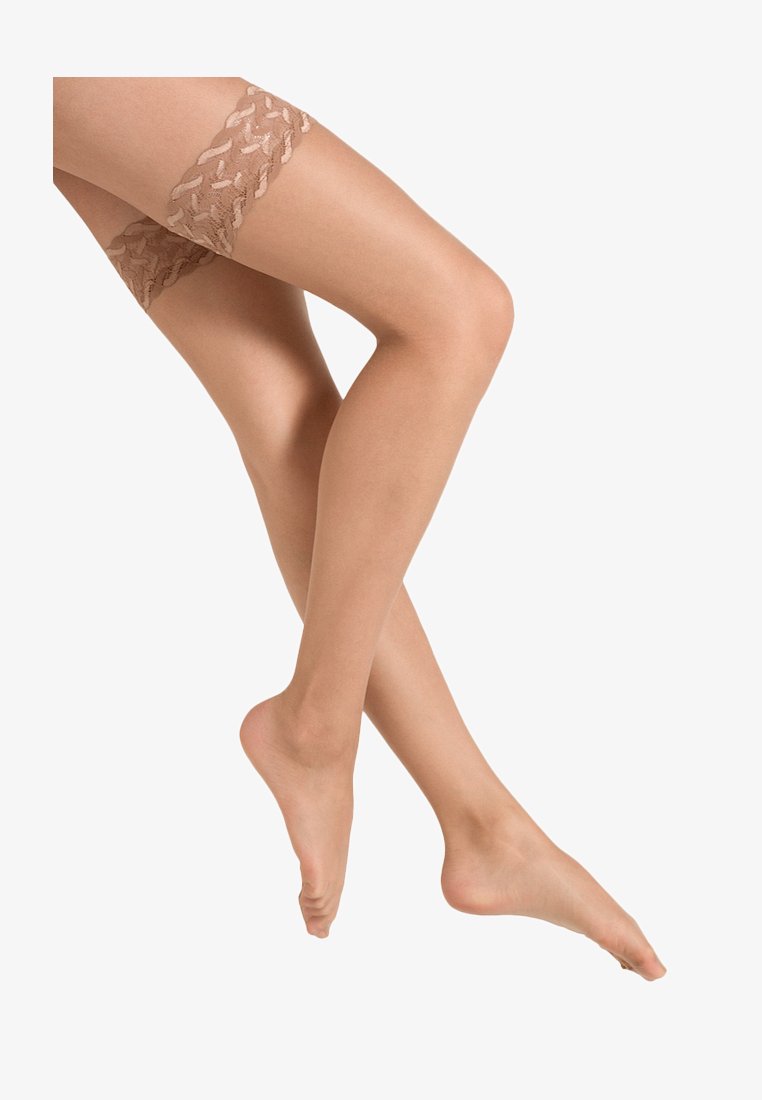 Falke SHELINA 12 DENIER STAY UPS ULTRA-TRANSPARENT SHINY - Overkneestrümpfe - Powder