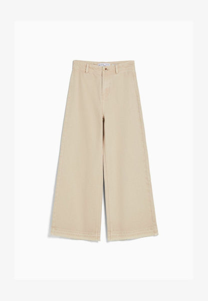 BERSHKA CULOTTES - Flared Jeans - Sand