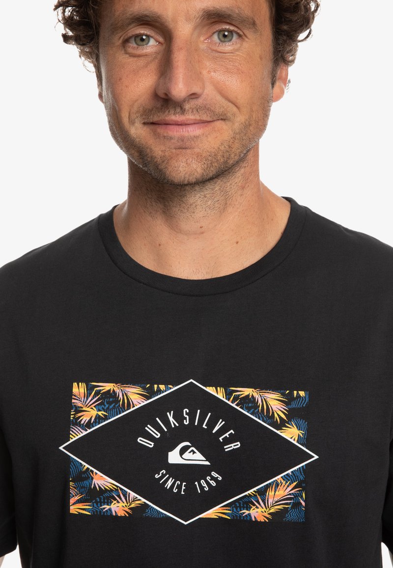 Quiksilver CIRCLED LINE SS - T-Shirt Print - Black