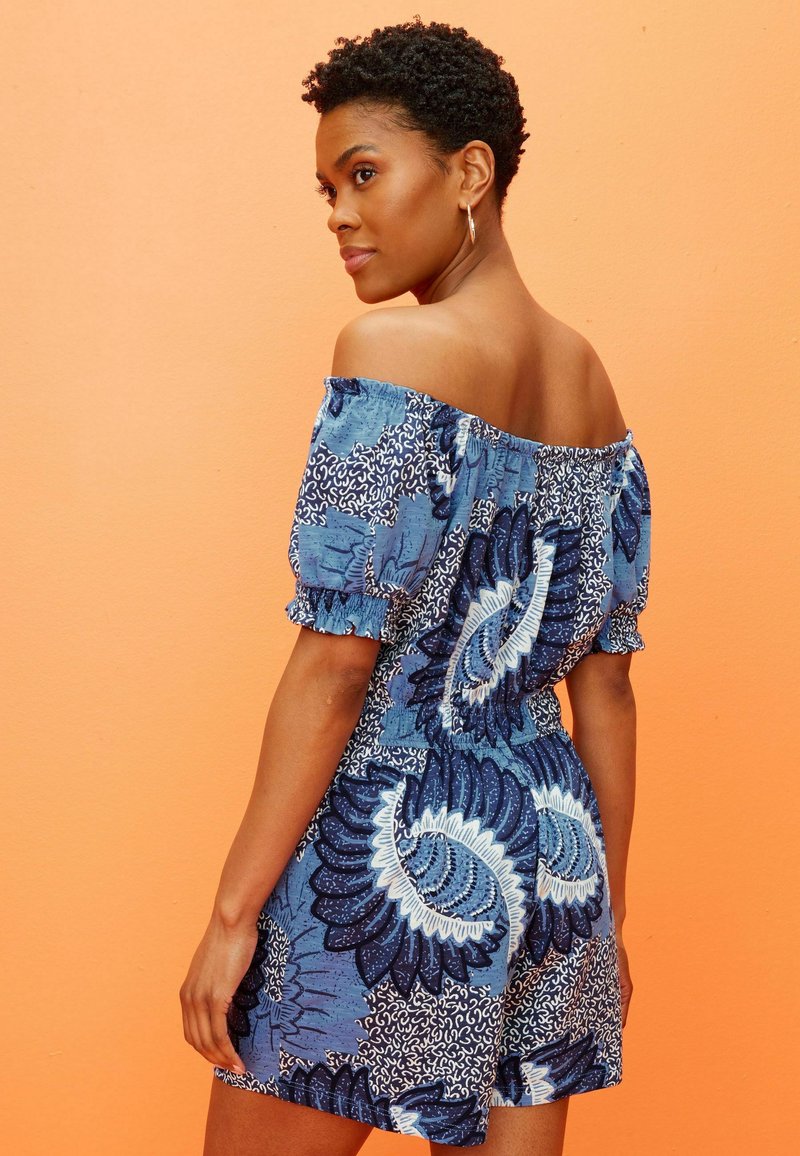 Next PUFF SLEEVE BARDOT PLAYSUIT STANDARD - Jumpsuit - Navy Blue Floral