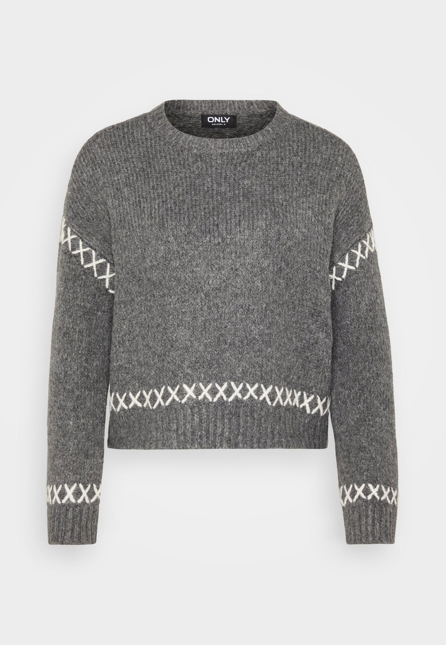 ONLY Petite ONLAMANDA LIFE O NECK DETAIL - Jumper - Cabernet/cloud Dancer