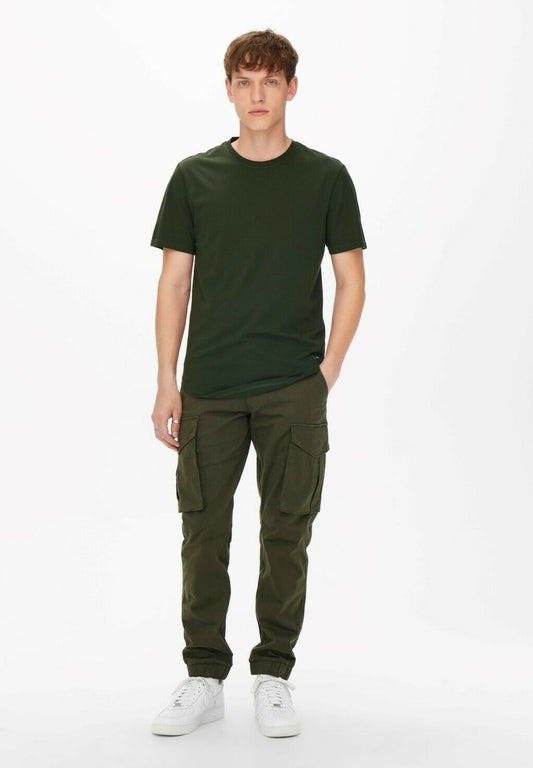 Only & Sons KURZARM ONSMATT - T-Shirt Basic - Dunkelgrün