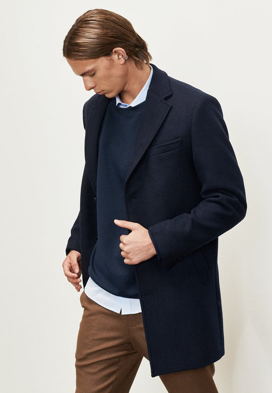  STANDARD FIT PLAIN - Klassischer Mantel - Navy Blue