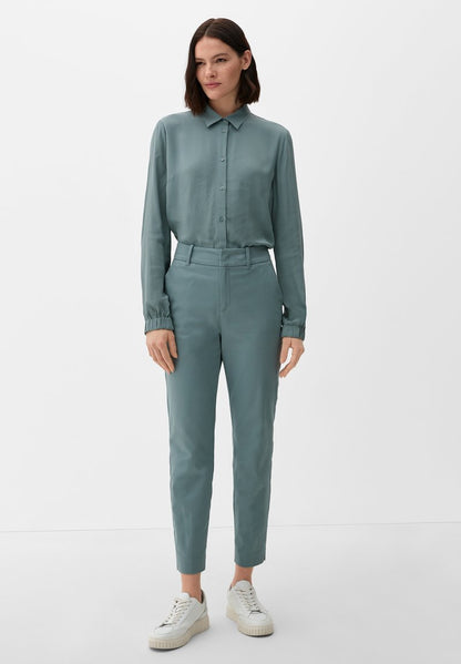 S.Oliver REGULAR MET TAPERED LEG - Chino - Helles Petrol