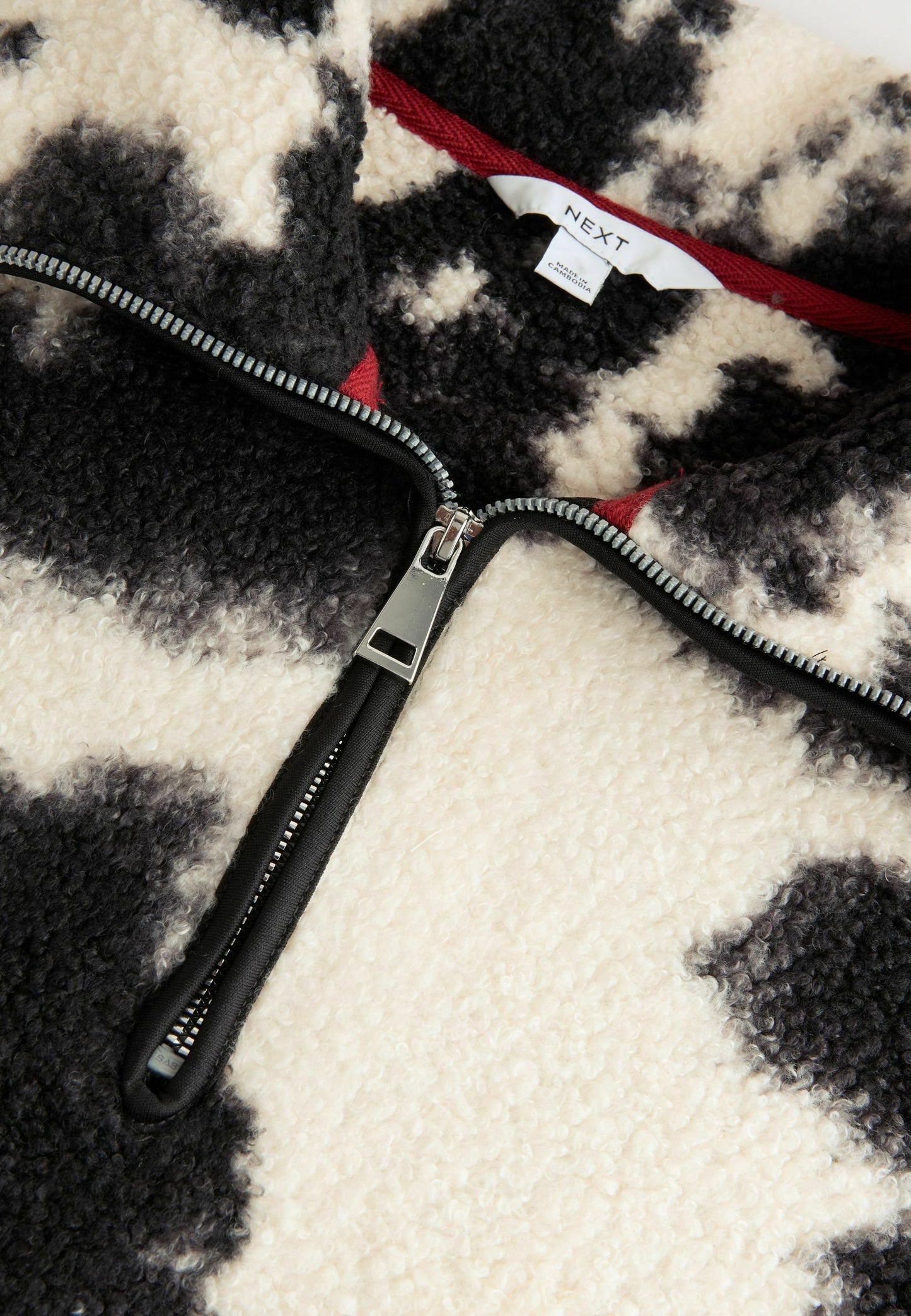 Next Fleece Jumper - Monochrome Black/ecru Cow Print