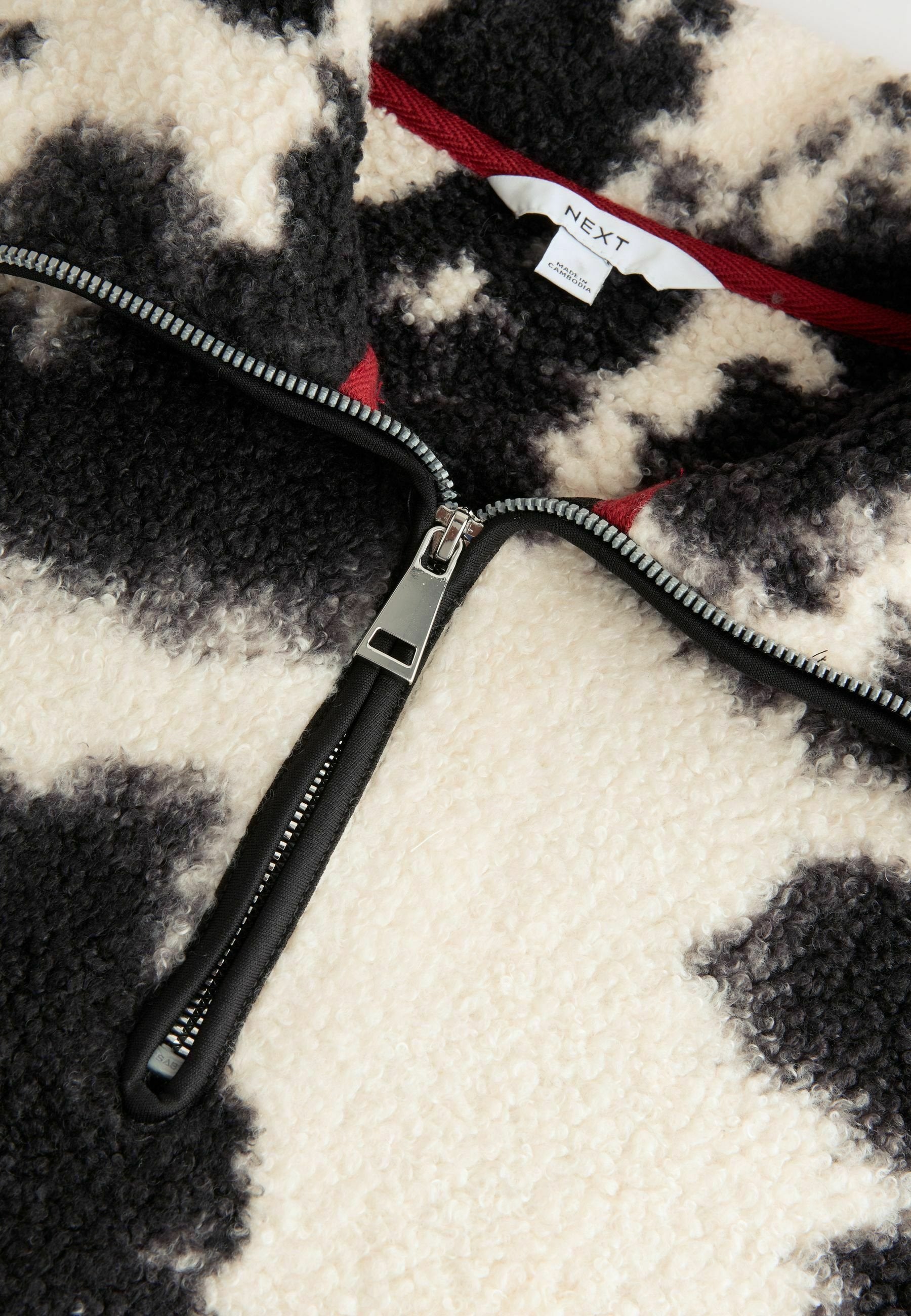 Next Fleece Jumper - Monochrome Black/ecru Cow Print