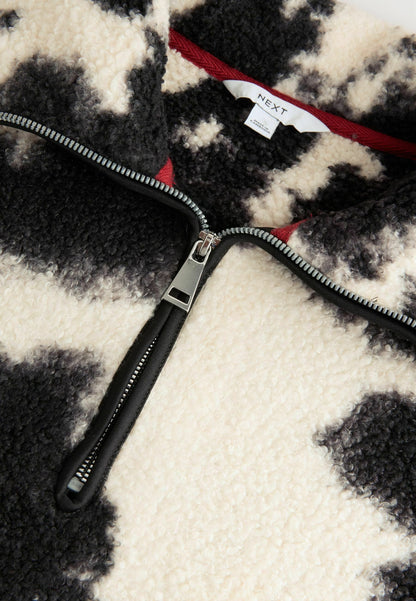 Next Fleece Jumper - Monochrome Black/ecru Cow Print